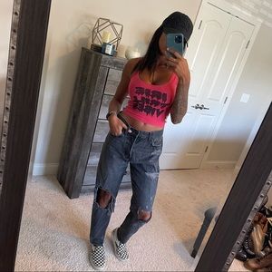 Busted Knee High Rise Mom Jeans